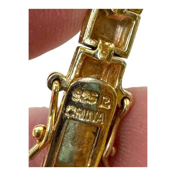 Sterling Two Tone Genuine Diamond Tennis 7" Bracelet 1/4 ct. t.w 14K Gold Plated - Picture 4 of 7